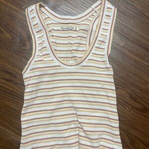 Abercrombie & Fitch Cream and Tan Striped Tank